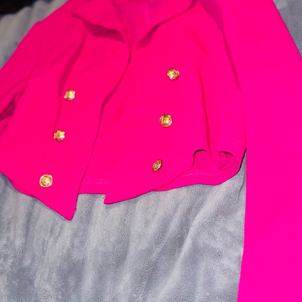 SHEIN Fuchsia Blazer with Gold Buttons